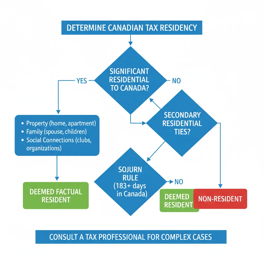 Flowchart depicting Canadian tax residency determination for remote workers