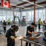 Young Canadians training in high-demand vocational pathways, showcasing hands-on skills in welding, electrical work, and construction.