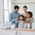 Smiling Canadian family with children, highlighting the importance of dental care and the Canada Dental Benefit.
