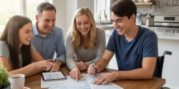 Canadian family reviewing Disability Tax Credit documents at home