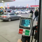Gas pump showing Canadian fuel prices fluctuating, symbolizing market changes.