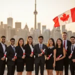 Canadian graduates celebrating career success with specialized certificates