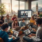 Online Education Canada: Accreditation Changes & Distance Learning Students learning online in Canada with laptops and tablets, showcasing diverse backgrounds
