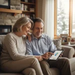 Canadian couple reviewing financial plan to counter retirement inflation.