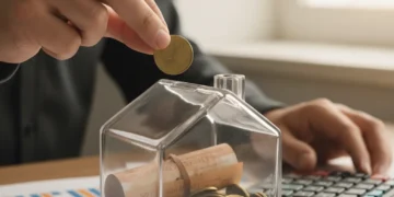 Hands placing Canadian coins into a piggy bank, symbolizing RRSP savings growth.