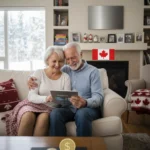 Pension Splitting for Canadian Seniors: Boost Your Income Smiling Canadian senior couple reviewing finances on a tablet, symbolizing successful pension splitting.