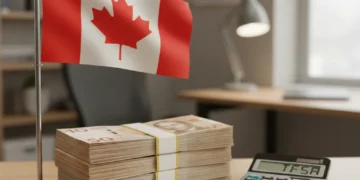 Canadian flag with money, symbolizing TFSA financial planning