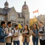 Provincial Education Benefits Canada: 2026 Admissions Guide Students on a Canadian university campus, diverse group smiling.