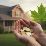 New Carbon Tax Rebate: 80% Households Could Benefit Canadian currency held in hands, with a house and green leaf in background, symbolizing carbon tax rebate benefits for households.