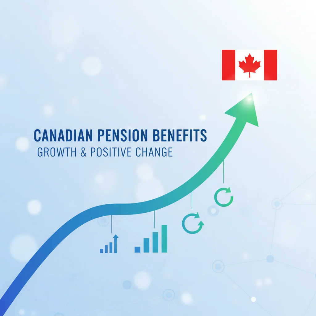 Graphic showing upward trend line with Canadian flag, representing increased CPP benefits.