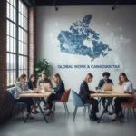 Digital nomads working remotely, contemplating Canadian tax implications and visas
