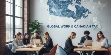 Digital nomads working remotely, contemplating Canadian tax implications and visas