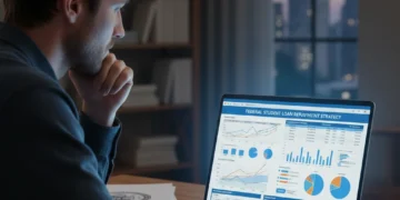 Person reviewing federal student loan repayment plans on laptop