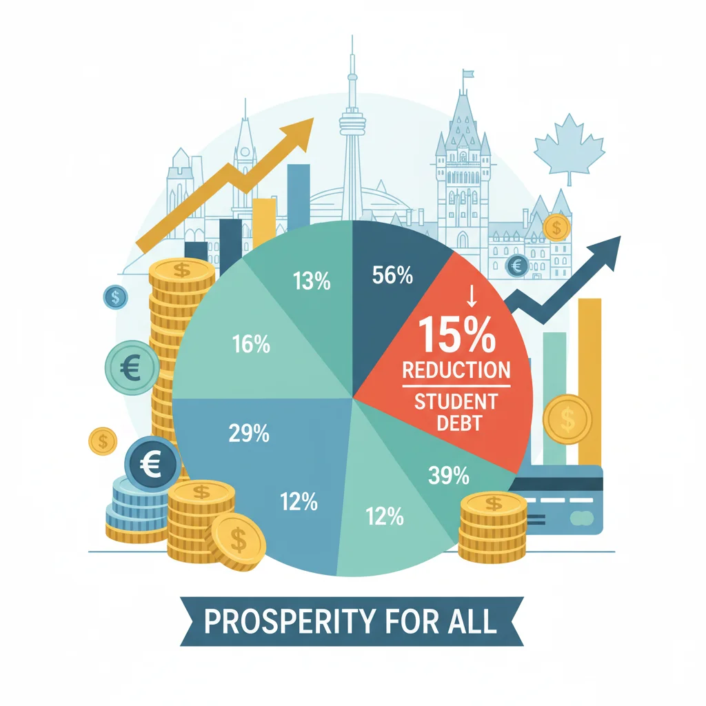 Visual representation of 15% student loan debt reduction in Canada.