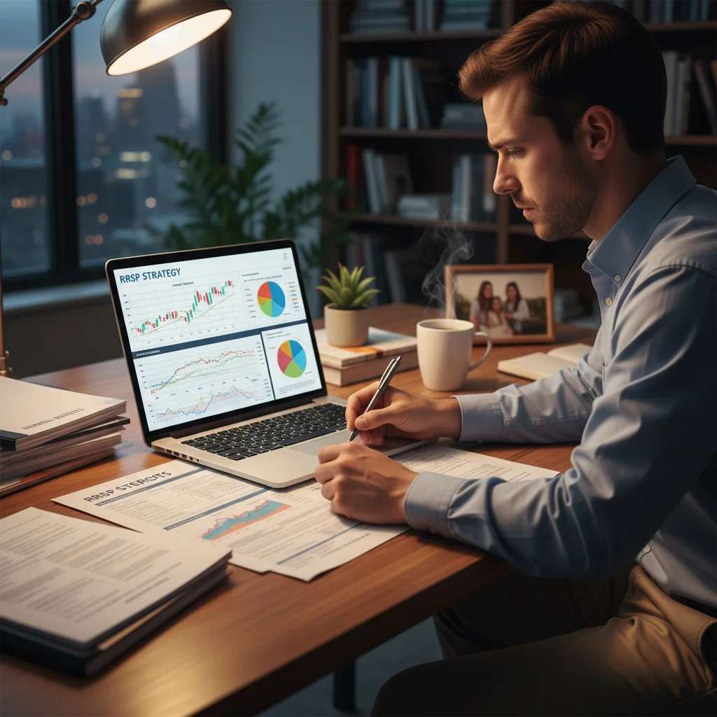 Person reviewing financial statements for RRSP planning.