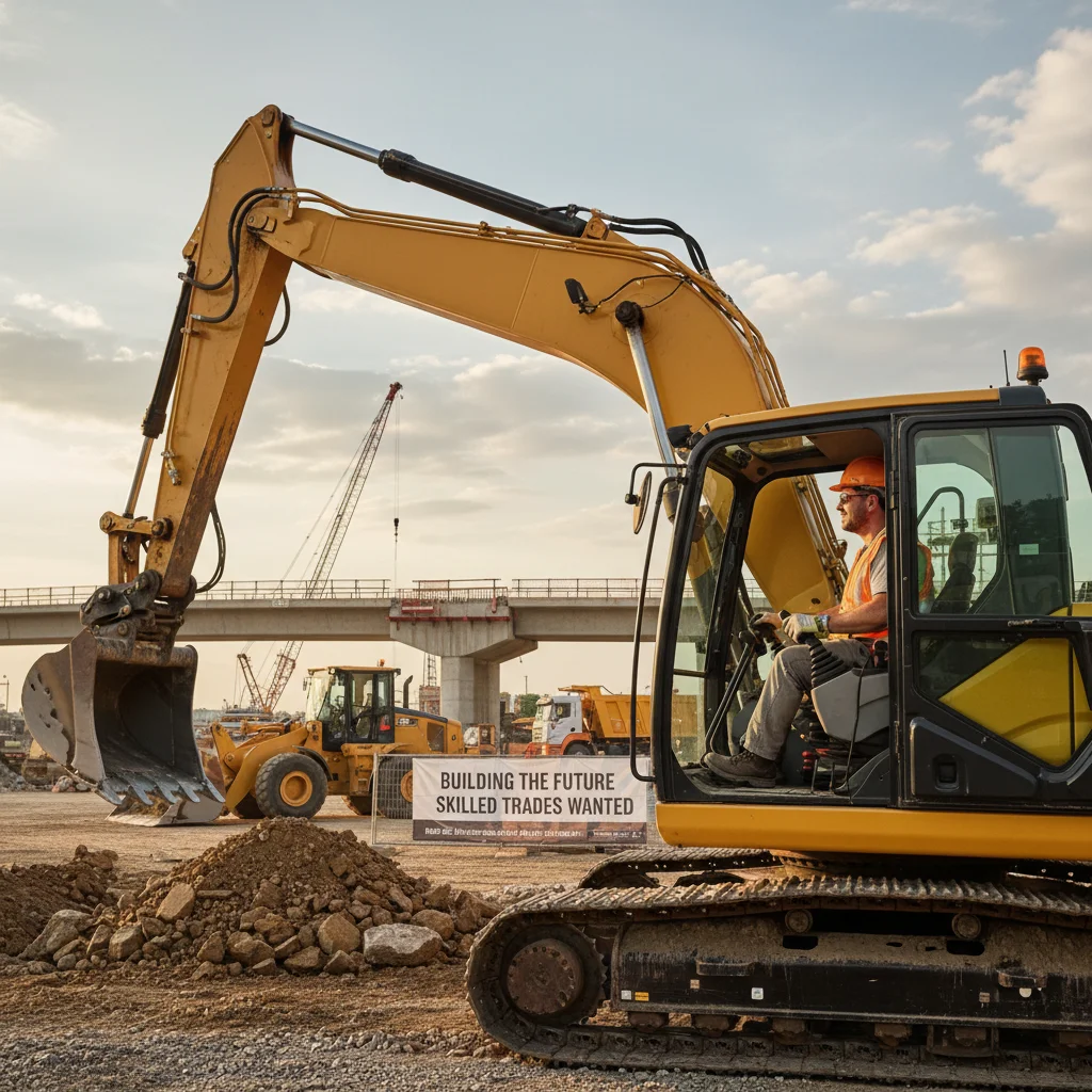 Heavy equipment operator at a Canadian construction site.