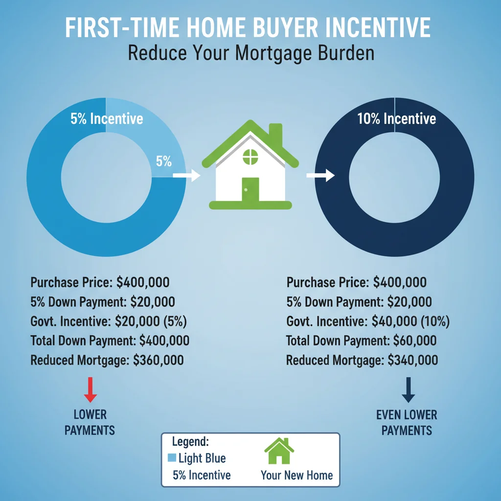Infographic showing 5% and 10% first-time home buyer incentive contributions.