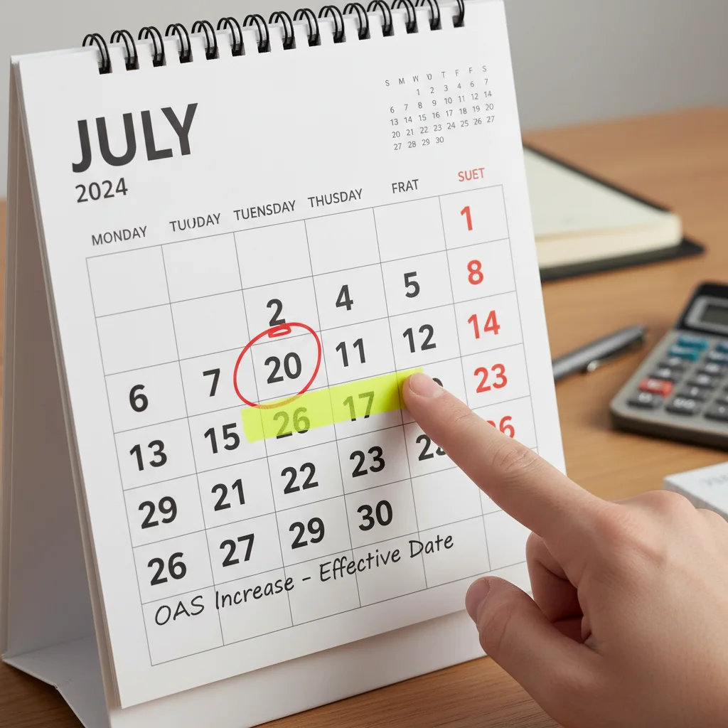 July calendar page highlighted, indicating the effective date for OAS adjustments