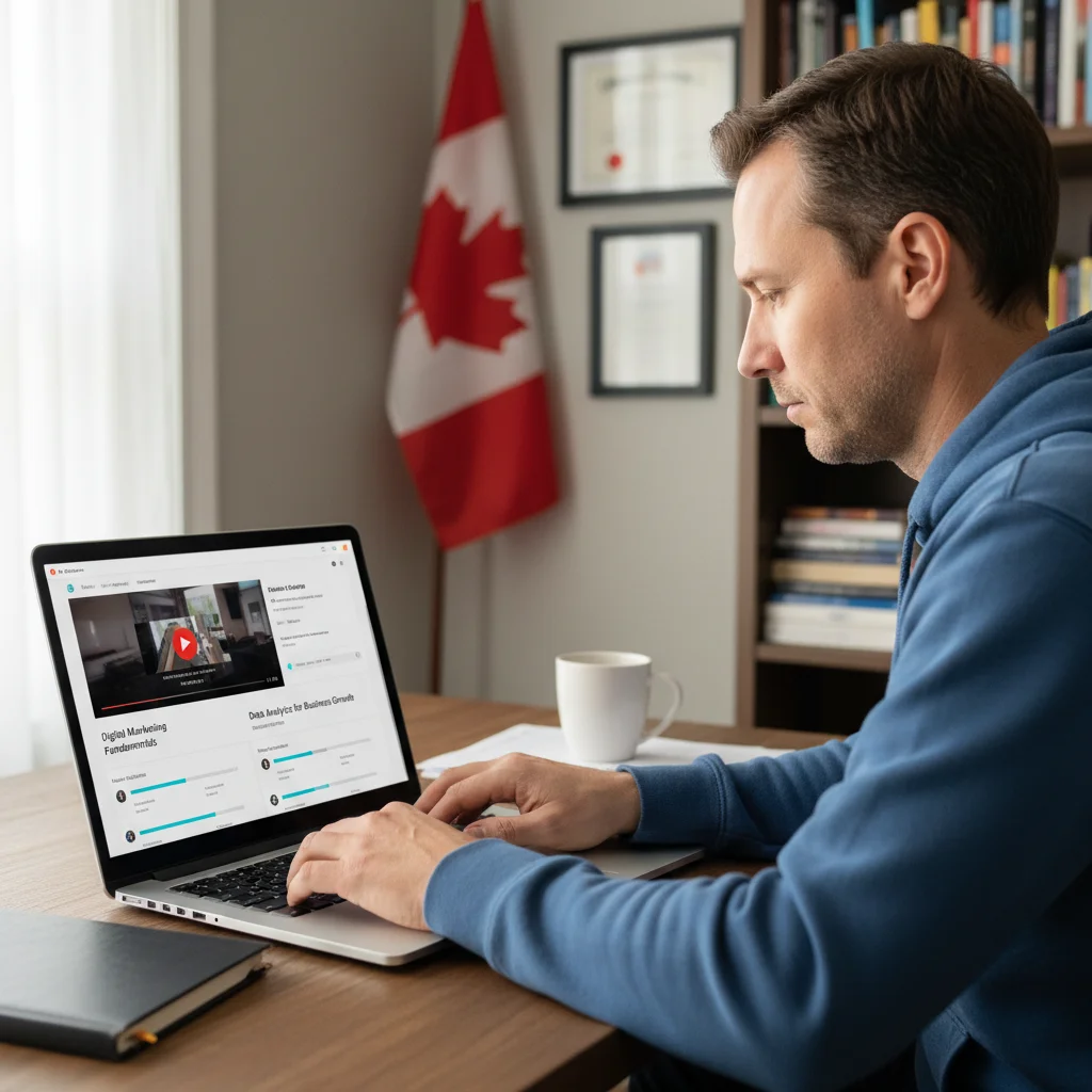 Person studying online, leveraging Canada Training Credit.
