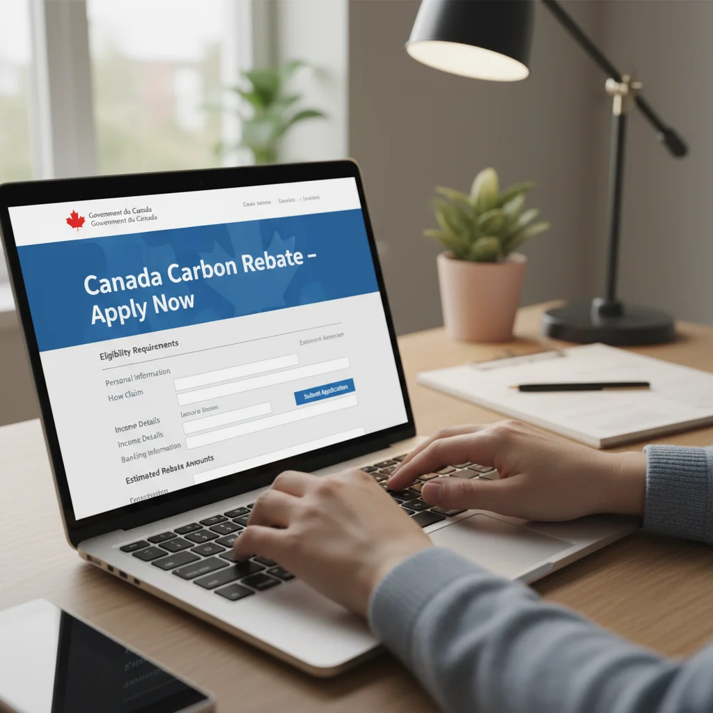 Person applying for Canada Carbon Rebates online via a government website.