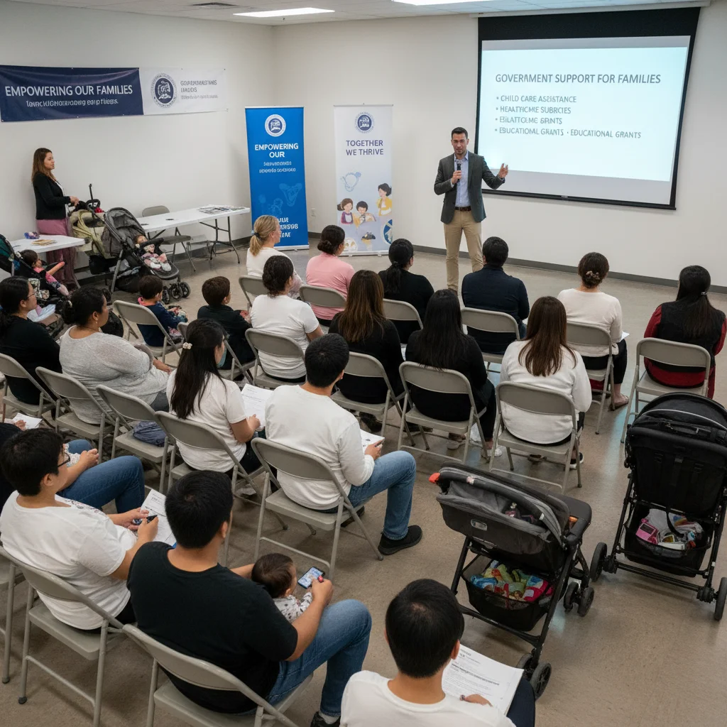 Parents attending information session about Canada Child Benefit changes and support