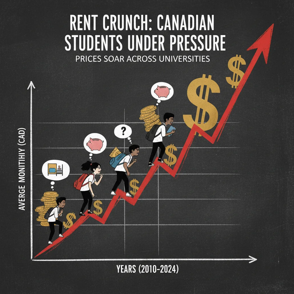 Graph showing increasing student rent prices across major Canadian cities.