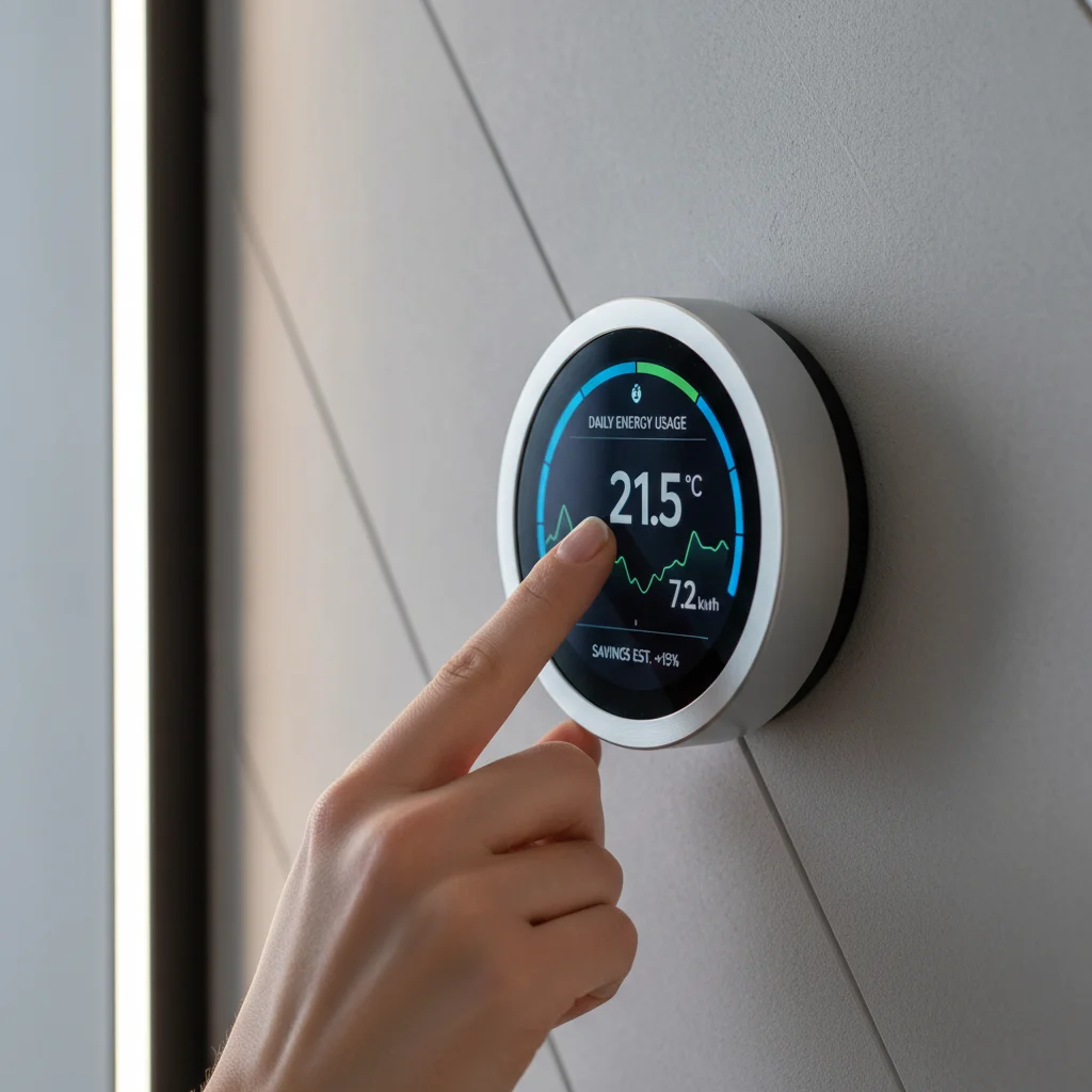 Hand adjusting smart thermostat for energy savings
