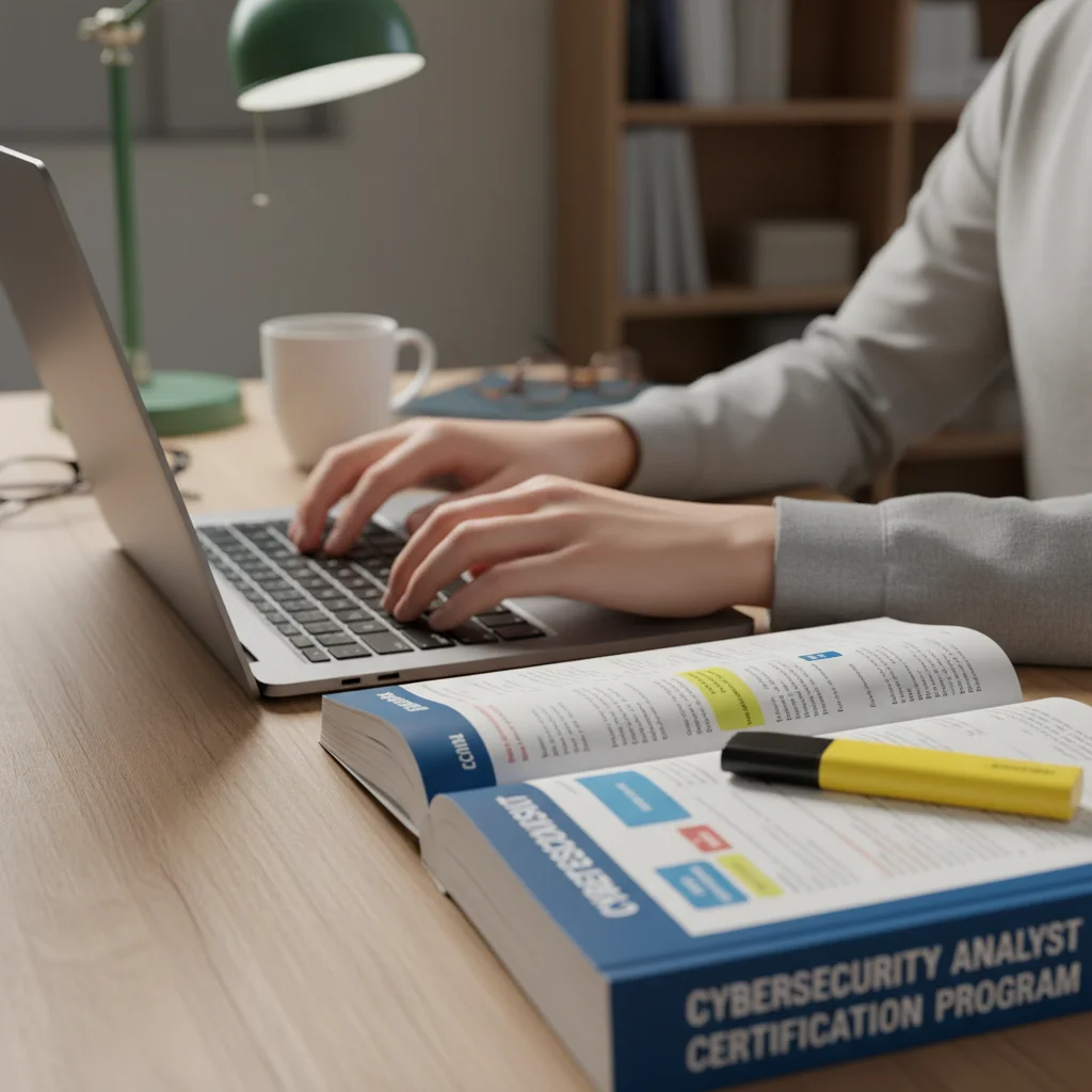 Student actively learning through specialized certificate program materials