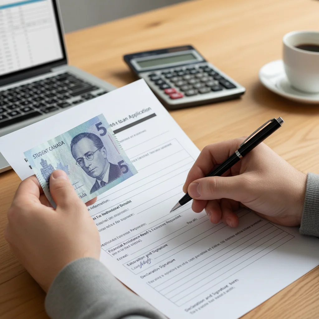 Filling out an application for student loan relief in Canada.