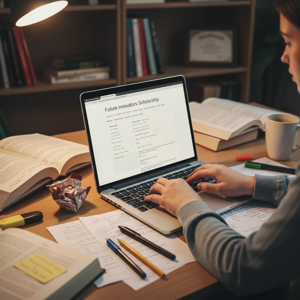 Student actively applying for a STEM scholarship online