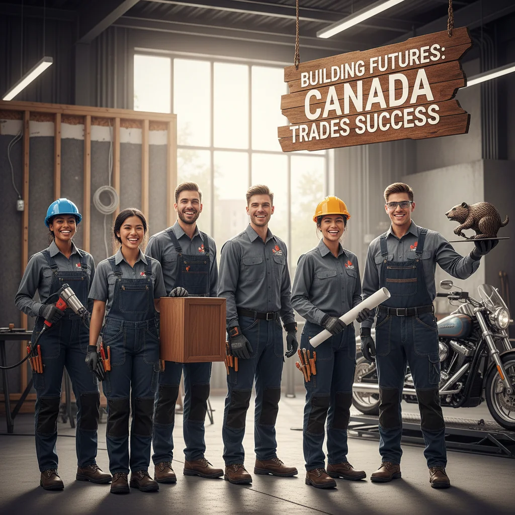 Successful Canadian trades professionals showcasing their skills and tools.