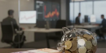 Canadian dollar bills and coins in a piggy bank, symbolizing TFSA savings growth.