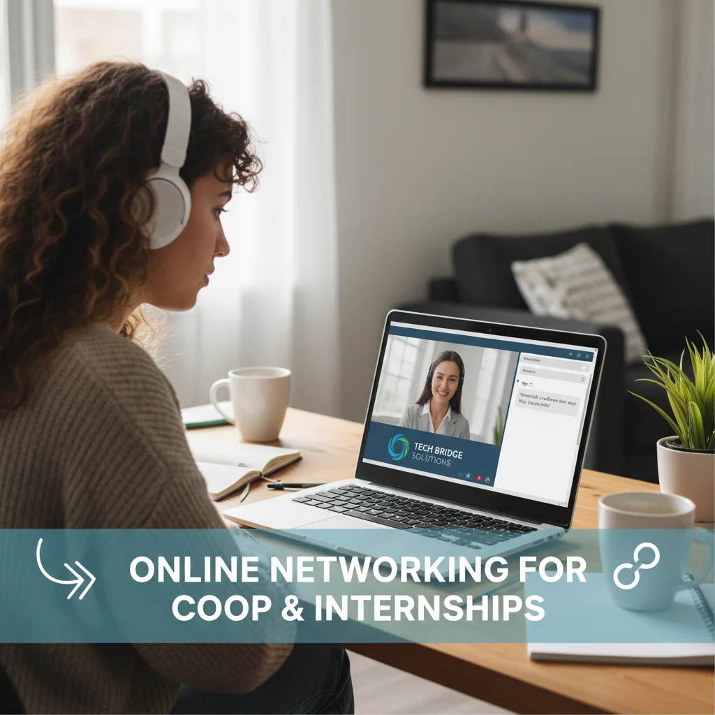 Student networking virtually for co-op opportunities.