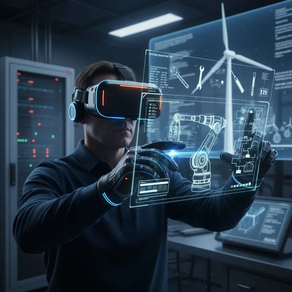 Apprentice using virtual reality for skilled trade training in Canada.